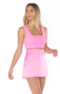 Show Me Your Mumu All Night Skort ~ Pink Luxe Satin -Show Me Your Mumu Sales MR2 5310 PK62 05