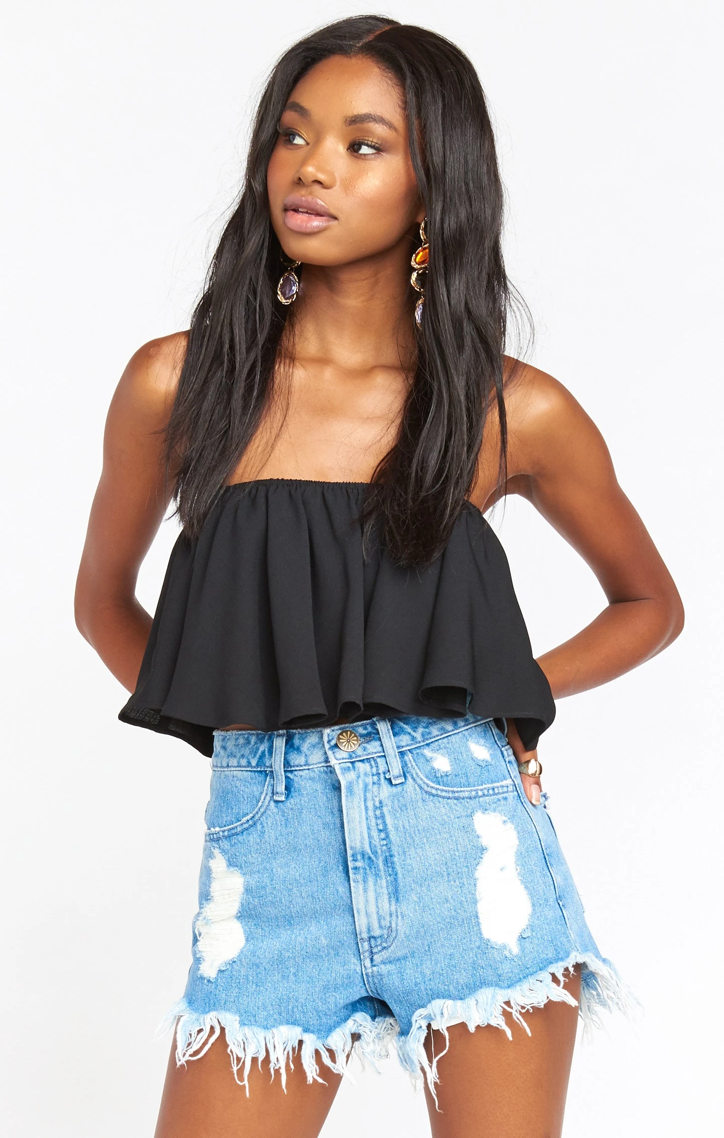Show Me Your Mumu Heidi Ruffle Crop ~ Black 3 Show Me Your Mumu Heidi Ruffle Crop ~ Black
