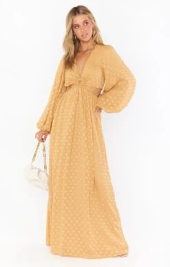 Show Me Your Mumu Go Out Cut Out Maxi Dress ~ Gold Dot -Show Me Your Mumu Sales MS1 0462 QT33 01