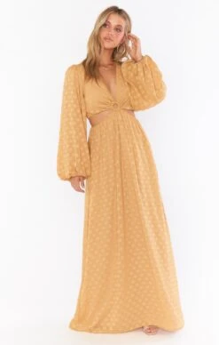 Show Me Your Mumu Go Out Cut Out Maxi Dress ~ Gold Dot