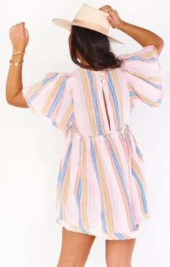 Show Me Your Mumu Brooks Babydoll Mini Dress ~ Paradise Stripe -Show Me Your Mumu Sales MS1 4592 PA42 01 2