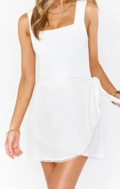 Show Me Your Mumu Iva Wrap Skirt ~ White Linen