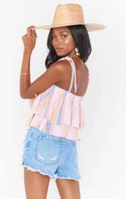 Show Me Your Mumu Klum Ruffle Top ~ Paradise Stripe 11 Show Me Your Mumu Klum Ruffle Top ~ Paradise Stripe -Show Me Your Mumu Sales MS1 4608 PA42 01