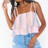 Show Me Your Mumu Klum Ruffle Top ~ Paradise Stripe -Show Me Your Mumu Sales MS1 4608 PA42 01 2