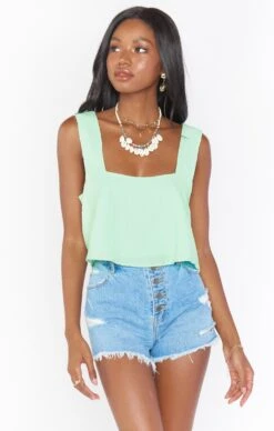 Show Me Your Mumu Tara Crop Top ~ Green Melon
