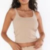 Show Me Your Mumu Hangout Tank ~ Tan Rib Knit -Show Me Your Mumu Sales MS2 4808 TR06 01
