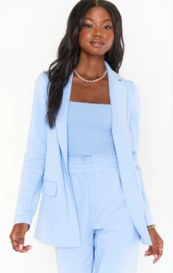 Show Me Your Mumu Lazy Chic Blazer ~ Periwinkle Knit -Show Me Your Mumu Sales MS2 4863 PK12 01 2