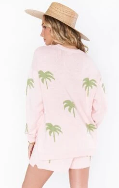 Show Me Your Mumu Boardwalk Shorts ~ Pink Palm Tree Knit -Show Me Your Mumu Sales MS2 4939 PK15 01