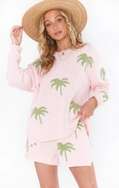 Show Me Your Mumu Boardwalk Shorts ~ Pink Palm Tree Knit