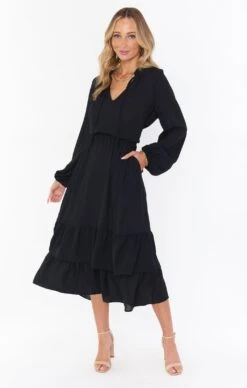 Show Me Your Mumu Cait Midi Dress ~ Black