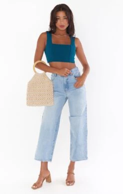 Show Me Your Mumu Ansley Crop Top ~ Jade Green Stretch