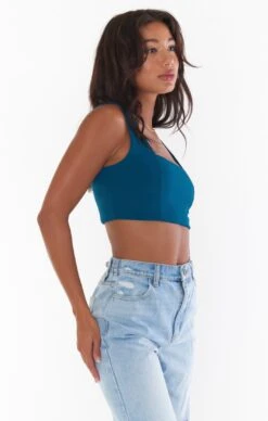 Show Me Your Mumu Ansley Crop Top ~ Jade Green Stretch -Show Me Your Mumu Sales MS2 5316 JA65 01 2