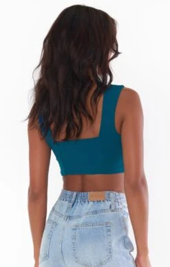 Show Me Your Mumu Ansley Crop Top ~ Jade Green Stretch -Show Me Your Mumu Sales MS2 5316 JA65 01 3