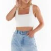 Show Me Your Mumu Ansley Crop Top ~ White Stretch -Show Me Your Mumu Sales MS2 5316 WH58 02