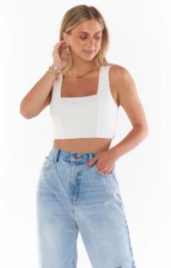 Show Me Your Mumu Ansley Crop Top ~ White Stretch