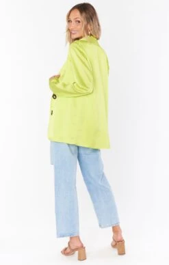 Show Me Your Mumu Felix Blazer ~ Citrine Luxe Satin -Show Me Your Mumu Sales MS2 5341 CI62 01