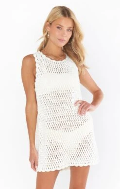 Show Me Your Mumu Sweeney Dress ~ Bright White Crochet -Show Me Your Mumu Sales MS3 5214 02
