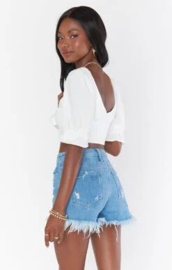 Show Me Your Mumu Fiona Top ~ White Linen -Show Me Your Mumu Sales MS3 5404 WH56 03