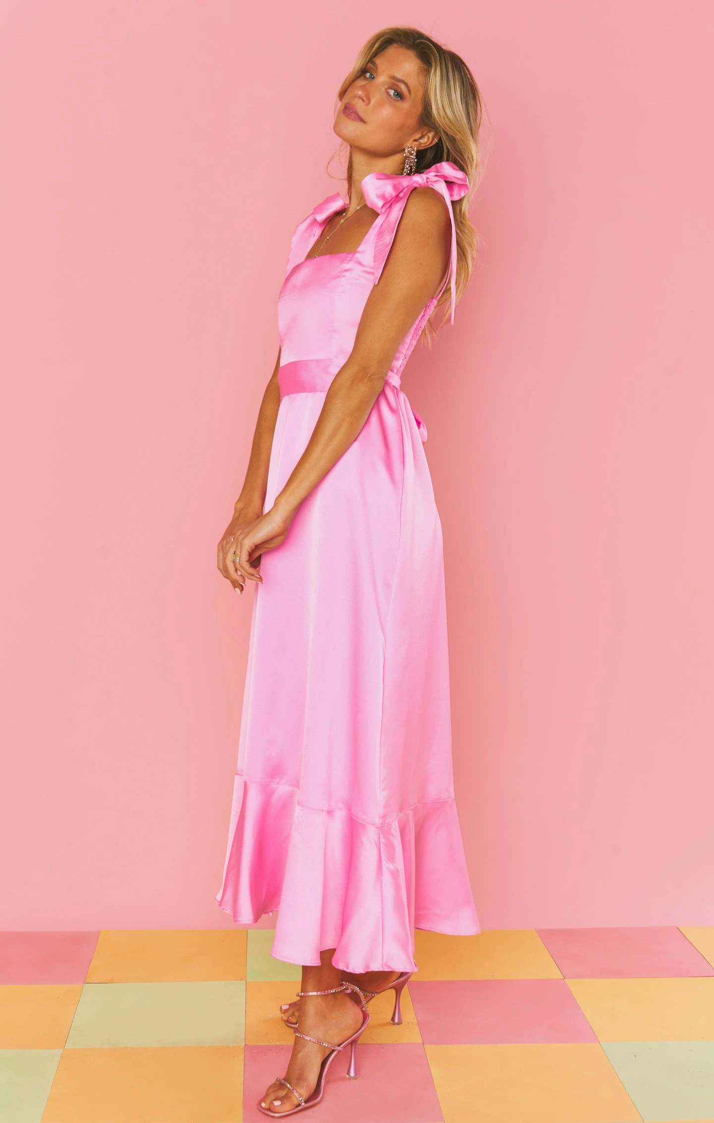 Show Me Your Mumu Garden Midi Dress ~ Pink Luxe Satin 4 Show Me Your Mumu Garden Midi Dress ~ Pink Luxe Satin - Image 2