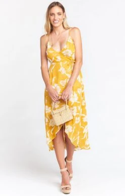 Show Me Your Mumu Meghan Wrap Dress ~ Bloom Gold -Show Me Your Mumu Sales SummerBridal Ties 1297