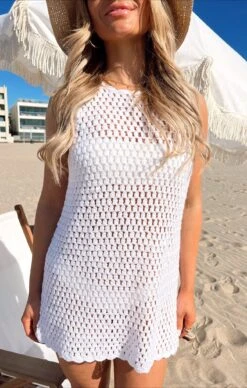 Show Me Your Mumu Sweeney Dress ~ Bright White Crochet -Show Me Your Mumu Sales Tezza 1148