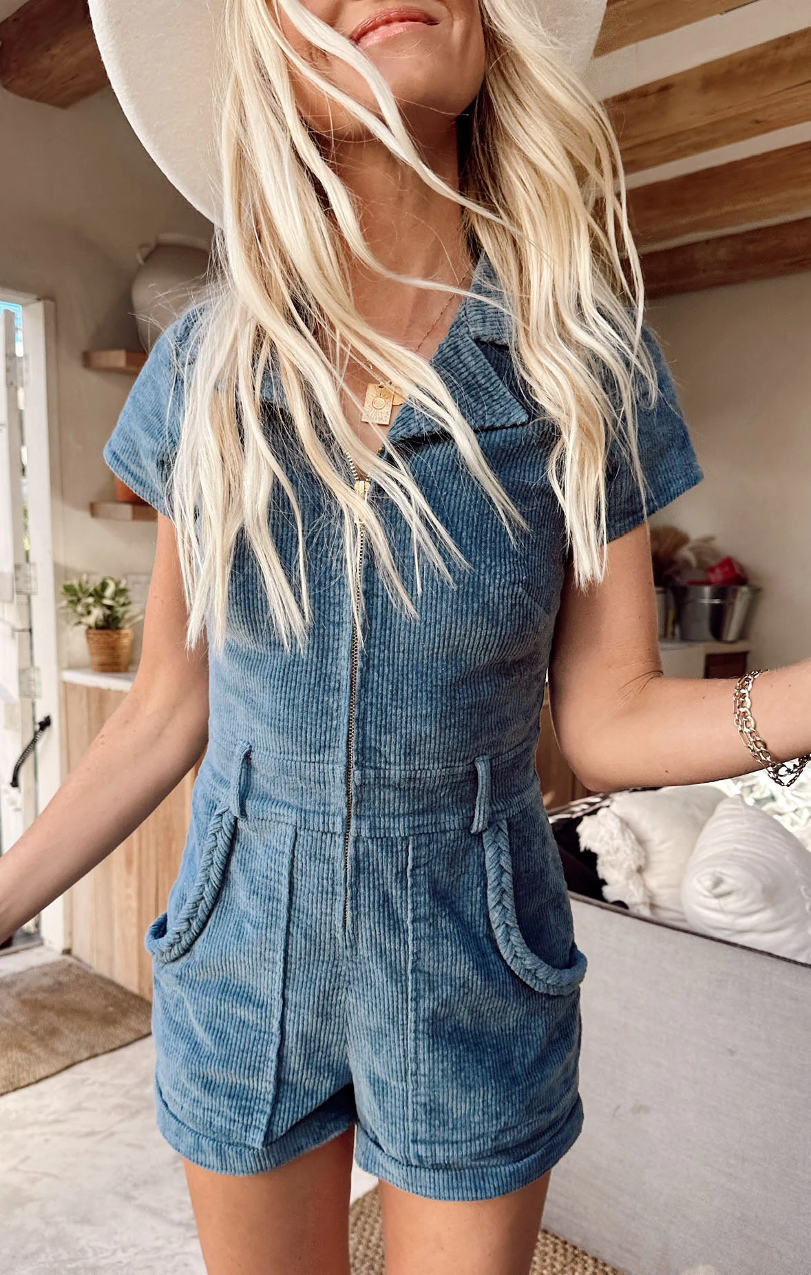 Show Me Your Mumu Outlaw Romper ~ Dust Blue Corduroy 4 Show Me Your Mumu Outlaw Romper ~ Dust Blue Corduroy - Image 2