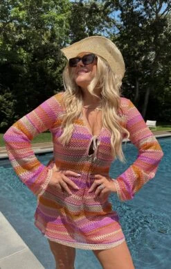 Show Me Your Mumu Vacay Mini Coverup ~ Melon Mixed Crochet