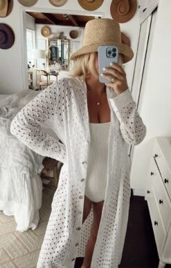 Show Me Your Mumu Dayton Button Down Midi Dress ~ White Eyelet