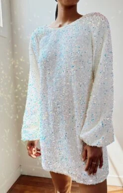 Show Me Your Mumu Clarabelle Dress ~ White Sparkle Sequin