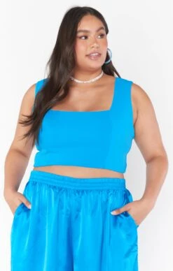 Show Me Your Mumu Ansley Crop Top ~ Blue Stretch 21 Show Me Your Mumu Ansley Crop Top ~ Blue Stretch -Show Me Your Mumu Sales alllyanyssa 9.2220215