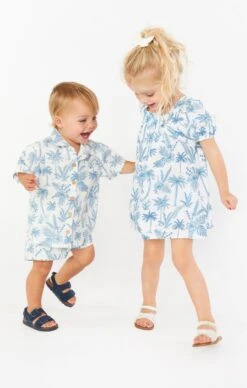 Show Me Your Mumu Lil Button Up Shirt ~ Blue Lagoon Palm -Show Me Your Mumu Sales cammy coco 11.879915