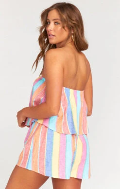Show Me Your Mumu Thelma Romper ~ Rainbow Stripe Linen -Show Me Your Mumu Sales d3a1f3c826b5c1f01bb6a438b06b649f