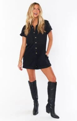 Show Me Your Mumu Range Romper ~ Washed Black -Show Me Your Mumu Sales fall23 allyliv 12.1527260