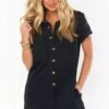 Show Me Your Mumu Range Romper ~ Washed Black -Show Me Your Mumu Sales fall23 allyliv 12.1527261