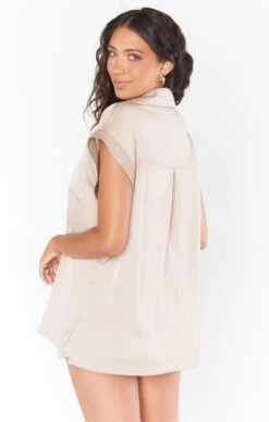 Show Me Your Mumu Best Day Button Up ~ Champagne Luxe Satin -Show Me Your Mumu Sales fallreshoots courtney 8.212062