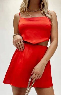 Show Me Your Mumu All Night Skort ~ Red Luxe Satin