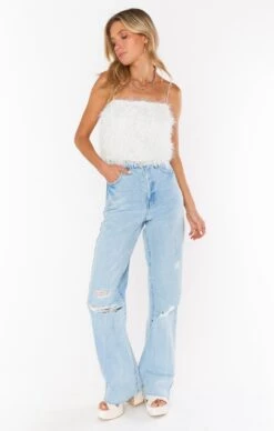 Show Me Your Mumu She Cute Top ~ White Faux Feathers -Show Me Your Mumu Sales judahpaige 1.530161