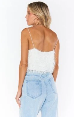 Show Me Your Mumu She Cute Top ~ White Faux Feathers -Show Me Your Mumu Sales judahpaige 1.530173