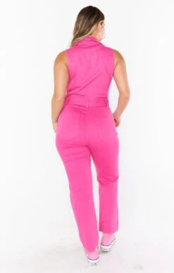Show Me Your Mumu Jacksonville Cropped Jumpsuit ~ Hot Pink Denim -Show Me Your Mumu Sales kielebre 2.235916