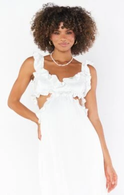 Show Me Your Mumu Lane Midi Dress ~ Ivory Luxe Satin -Show Me Your Mumu Sales mm2 5284 iv62 02