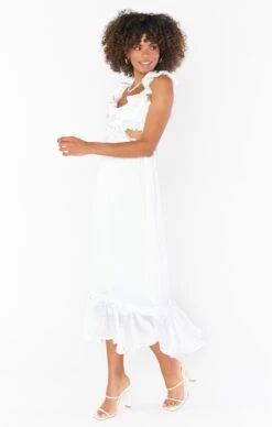 Show Me Your Mumu Lane Midi Dress ~ Ivory Luxe Satin -Show Me Your Mumu Sales mm2 5284 iv62 03