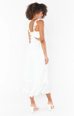 Show Me Your Mumu Lane Midi Dress ~ Ivory Luxe Satin -Show Me Your Mumu Sales mm2 5284 iv62 04