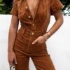 Show Me Your Mumu Cropped Everhart Jumpsuit ~ Camel Corduroy -Show Me Your Mumu Sales newcroppedeverhart