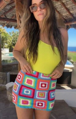 Show Me Your Mumu Pisces Micro Mini Skirt ~ Multi Square Crochet -Show Me Your Mumu Sales piscesmicromini