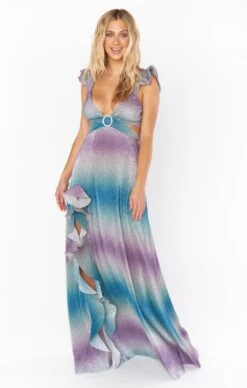 Show Me Your Mumu Francie Ruffle Dress ~ Ombre Metallic Crinkle -Show Me Your Mumu Sales sabrina livsophia 11.824244
