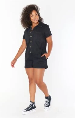 Show Me Your Mumu Range Romper ~ Washed Black -Show Me Your Mumu Sales sabrina livsophia 11.825311