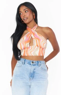 Show Me Your Mumu Hyper Halter Top ~ Wavy Stripe -Show Me Your Mumu Sales sophiakavia 5.196229