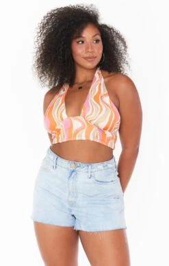 Show Me Your Mumu Hyper Halter Top ~ Wavy Stripe
