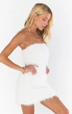 Show Me Your Mumu Alex Tube Dress ~ White Faux Feathers -Show Me Your Mumu Sales spring23 emilyallie 6.239864
