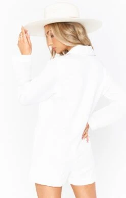 Show Me Your Mumu Escape Blazer Romper ~ White Linen -Show Me Your Mumu Sales springbridal resortswim bri 11.2027621